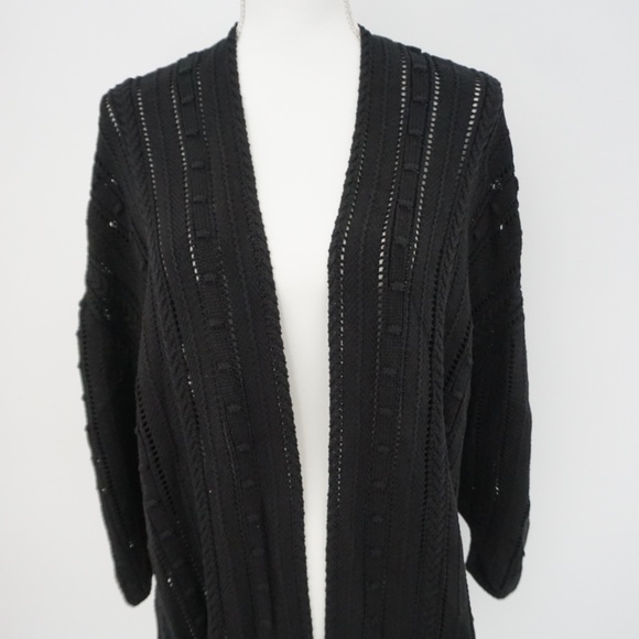 Cotton by Autumn Cashmere NWT Black Drape Duster Tiered Cardigan Sweater XL - Picture 1 of 8